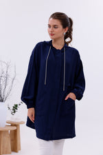 NSH Zipup Hoodied Cape Navy Blue