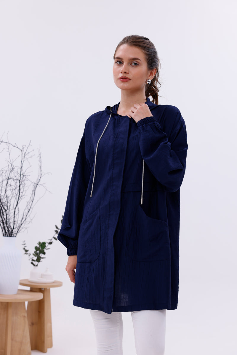NSH Zipup Hoodied Cape Navy Blue