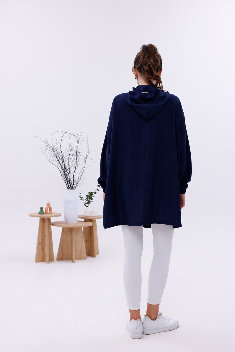 NSH Zipup Hoodied Cape Navy Blue