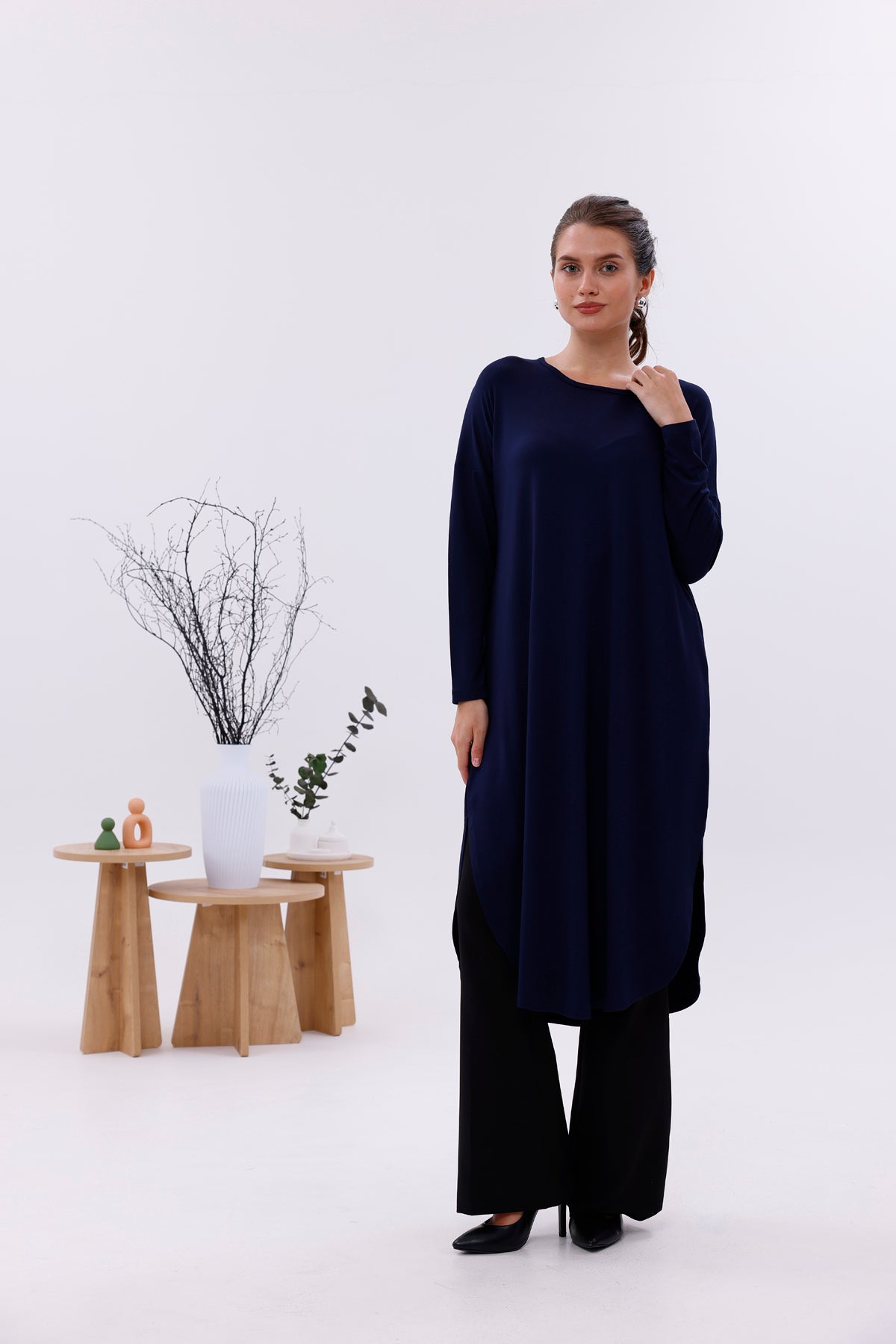 AFL Cotton Long Tunic Navy Blue
