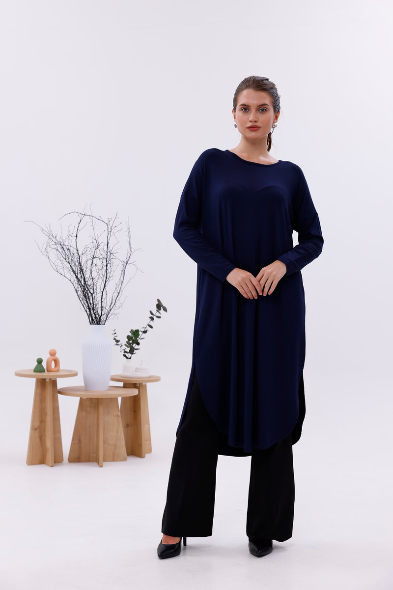 AFL 1740A Long Tunic Navy Blue