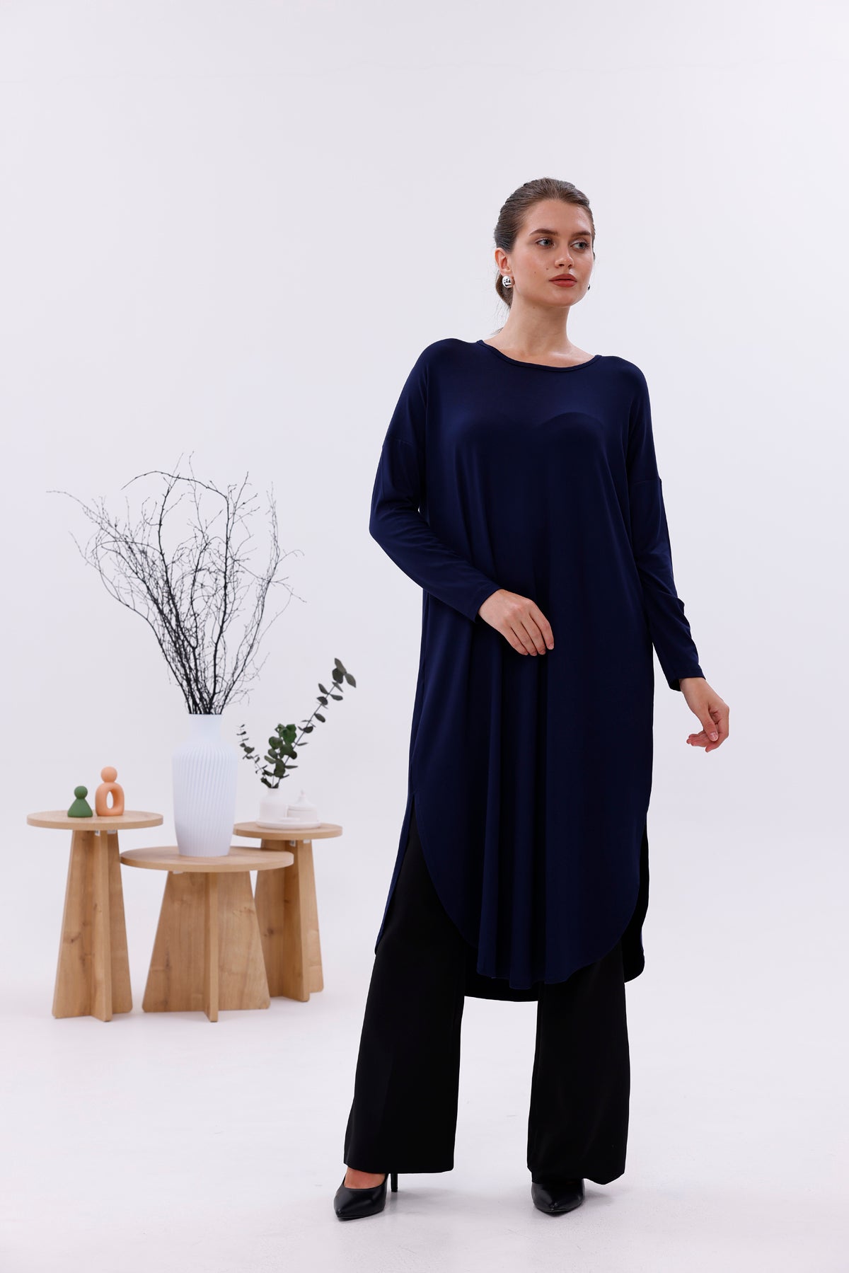 AFL Cotton Long Tunic Navy Blue