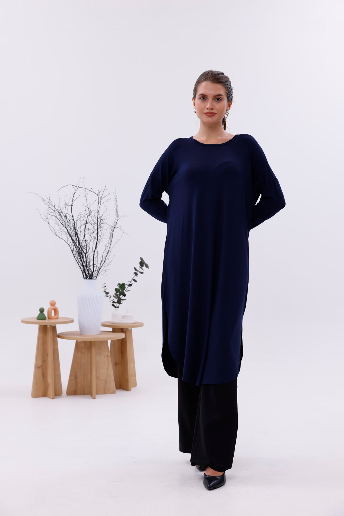 AFL Cotton Long Tunic Navy Blue