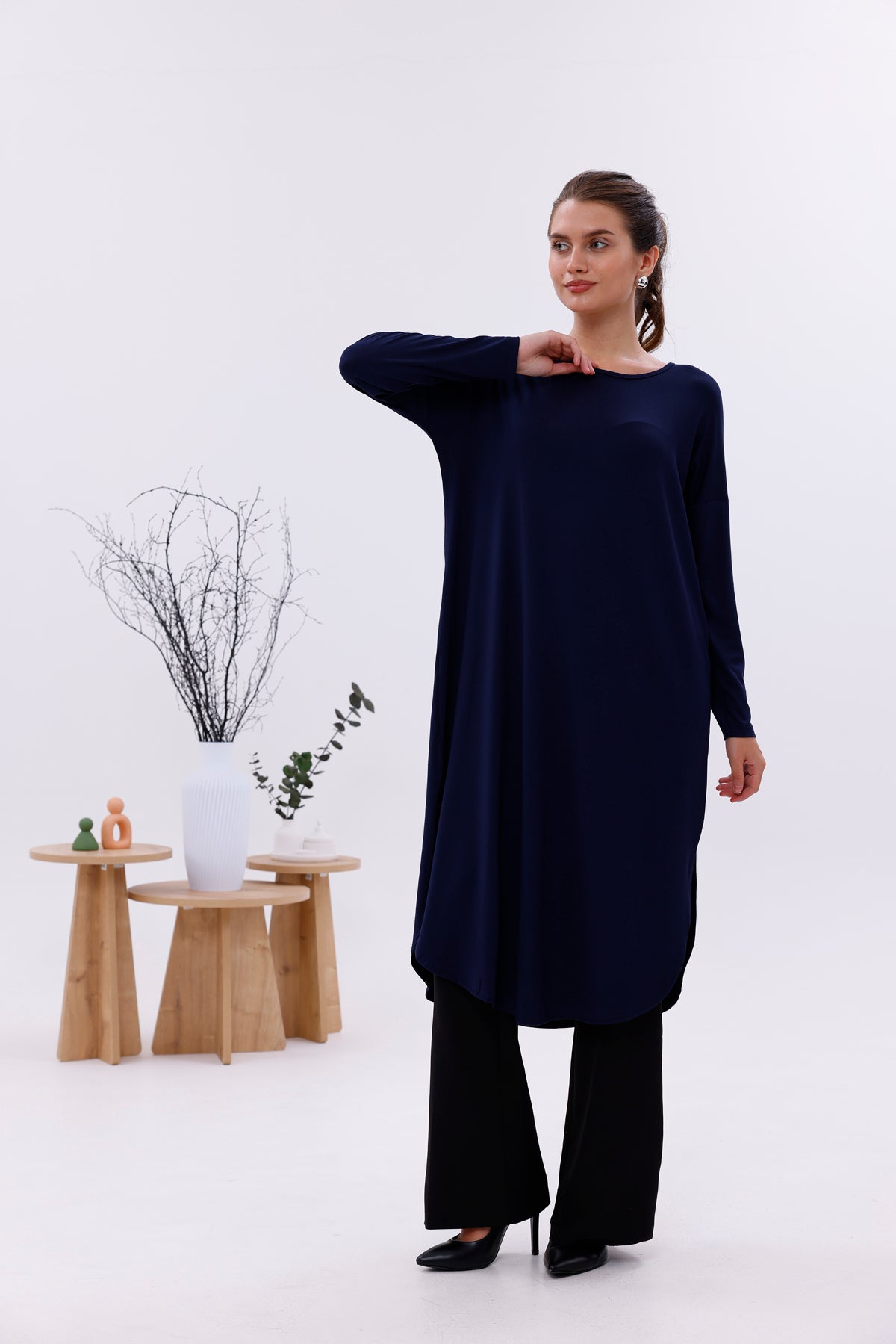 AFL Cotton Long Tunic Navy Blue