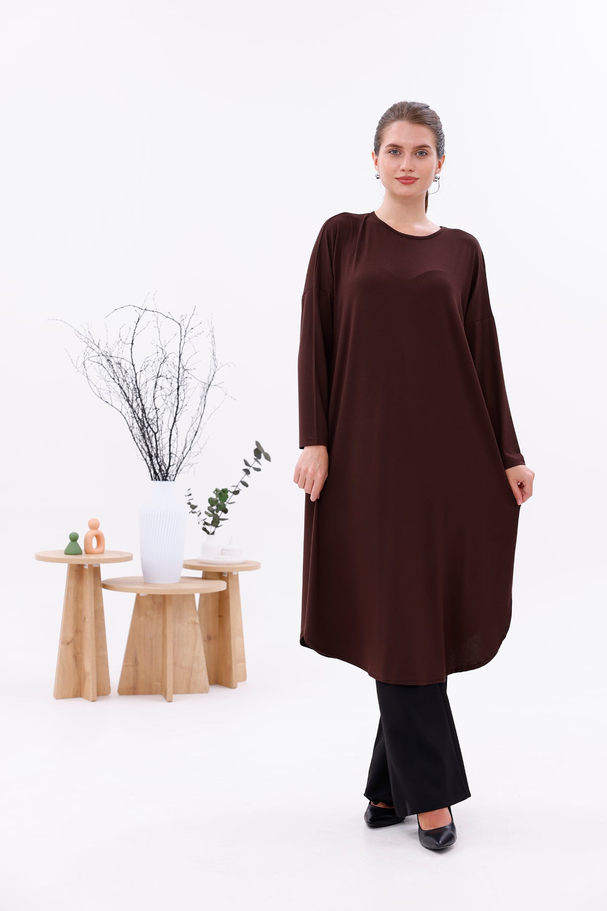 AFL Cotton Long Tunic Brown