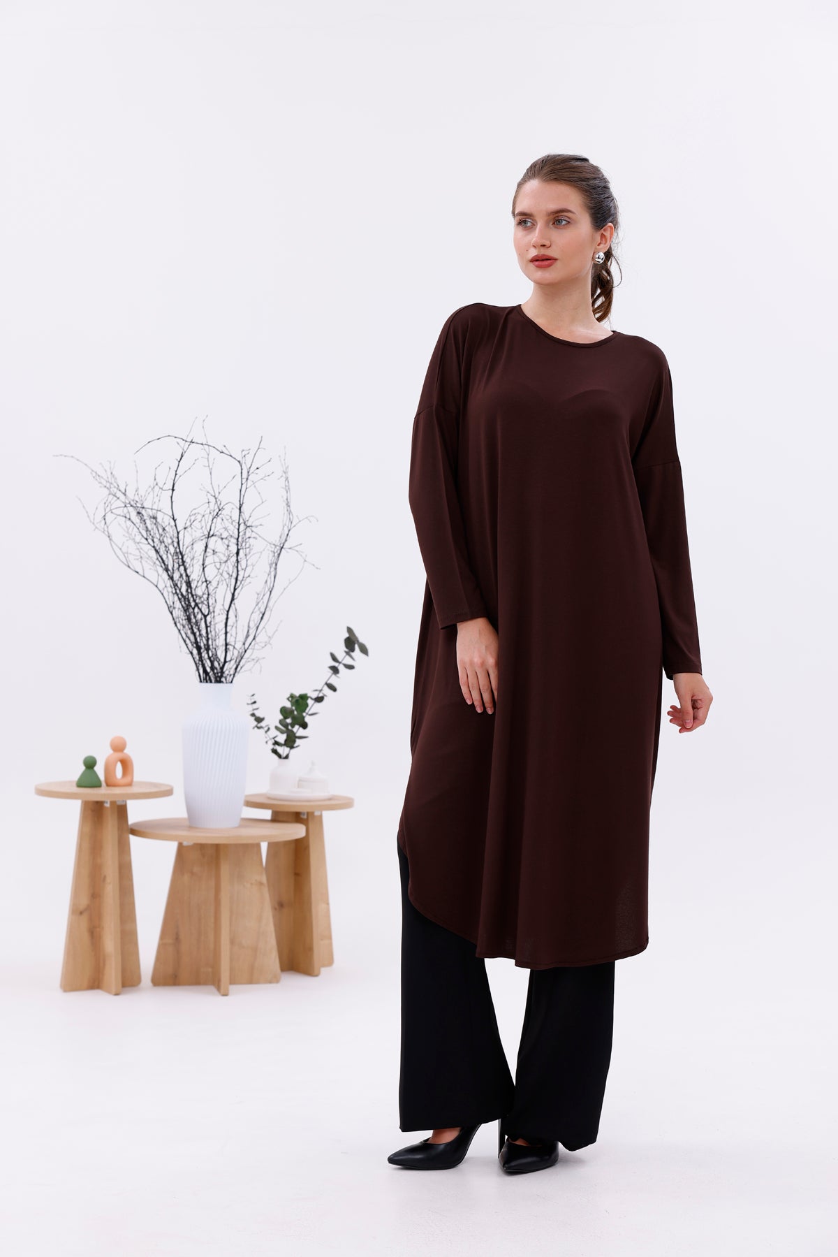 AFL Cotton Long Tunic Brown