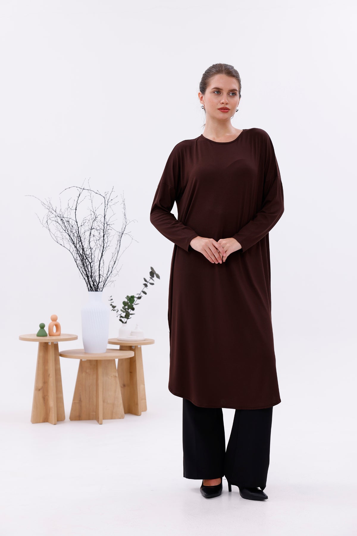 AFL Cotton Long Tunic Brown