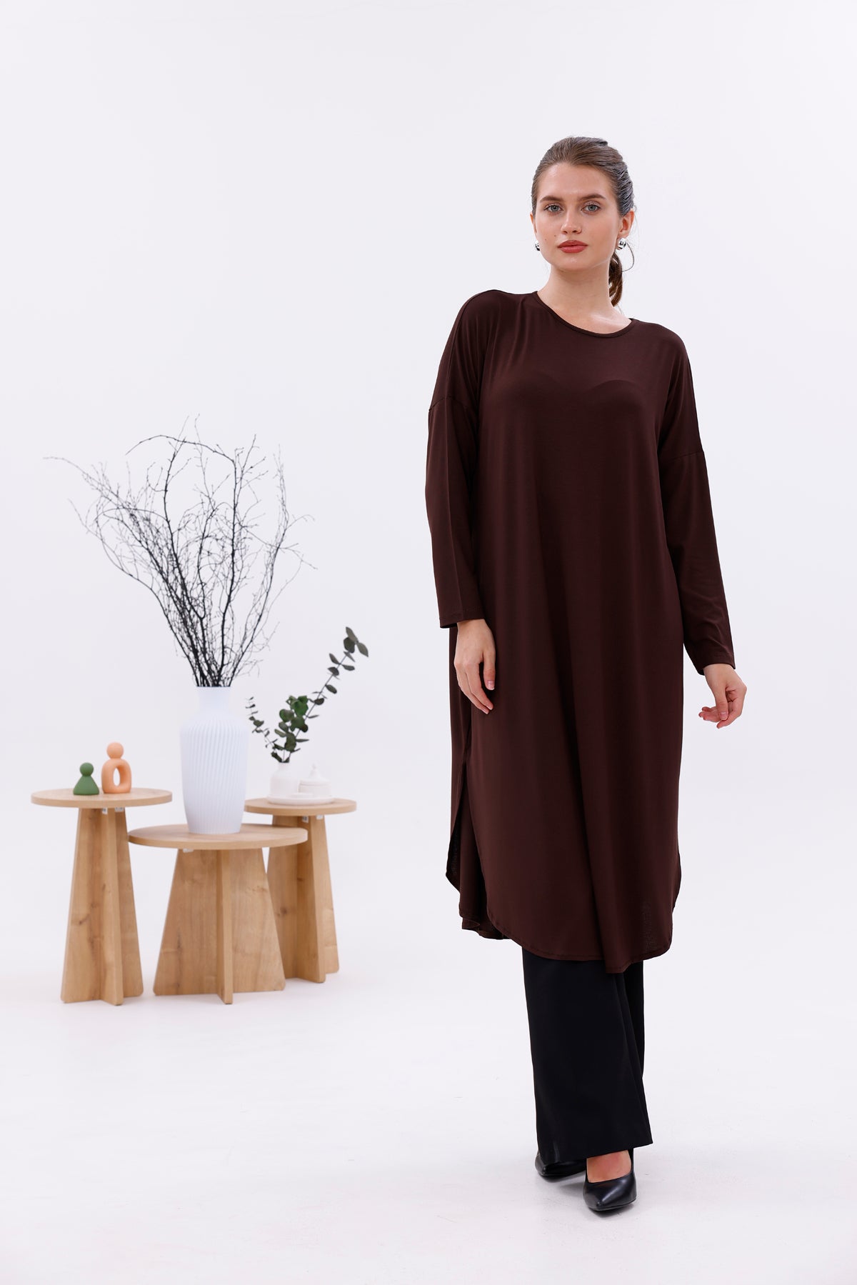 AFL Cotton Long Tunic Brown