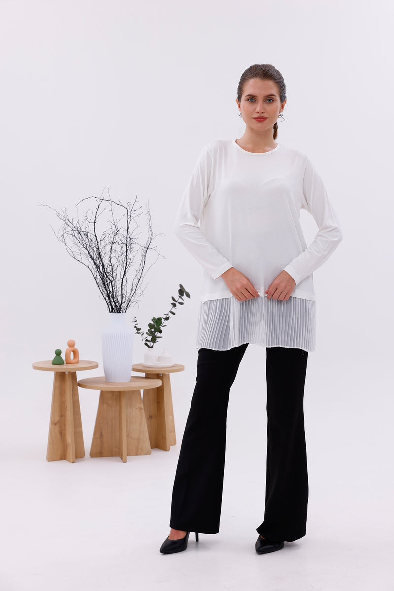 AFL Pleated Long Sleeve Inner Tunic White