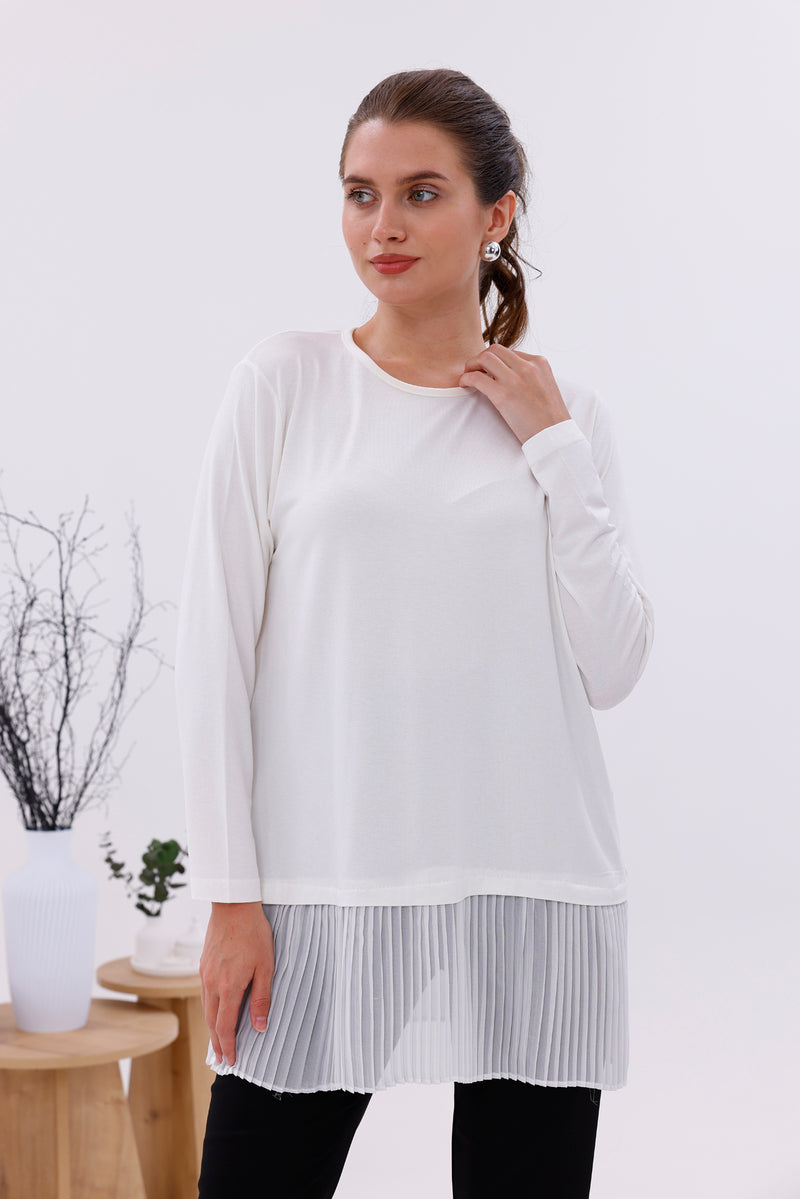 AFL Pleated Long Sleeve Inner Tunic White