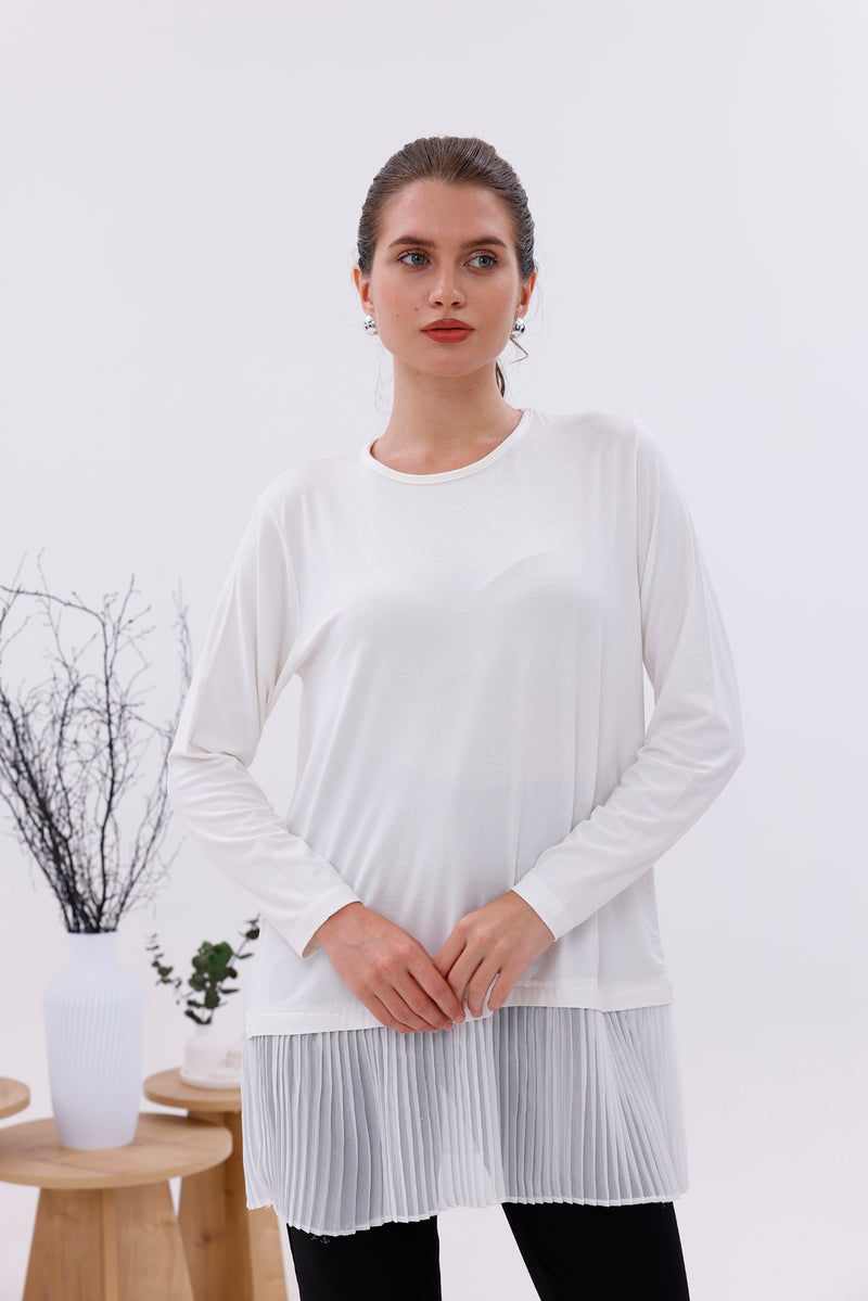 AFL Pleated Long Sleeve Inner Tunic White