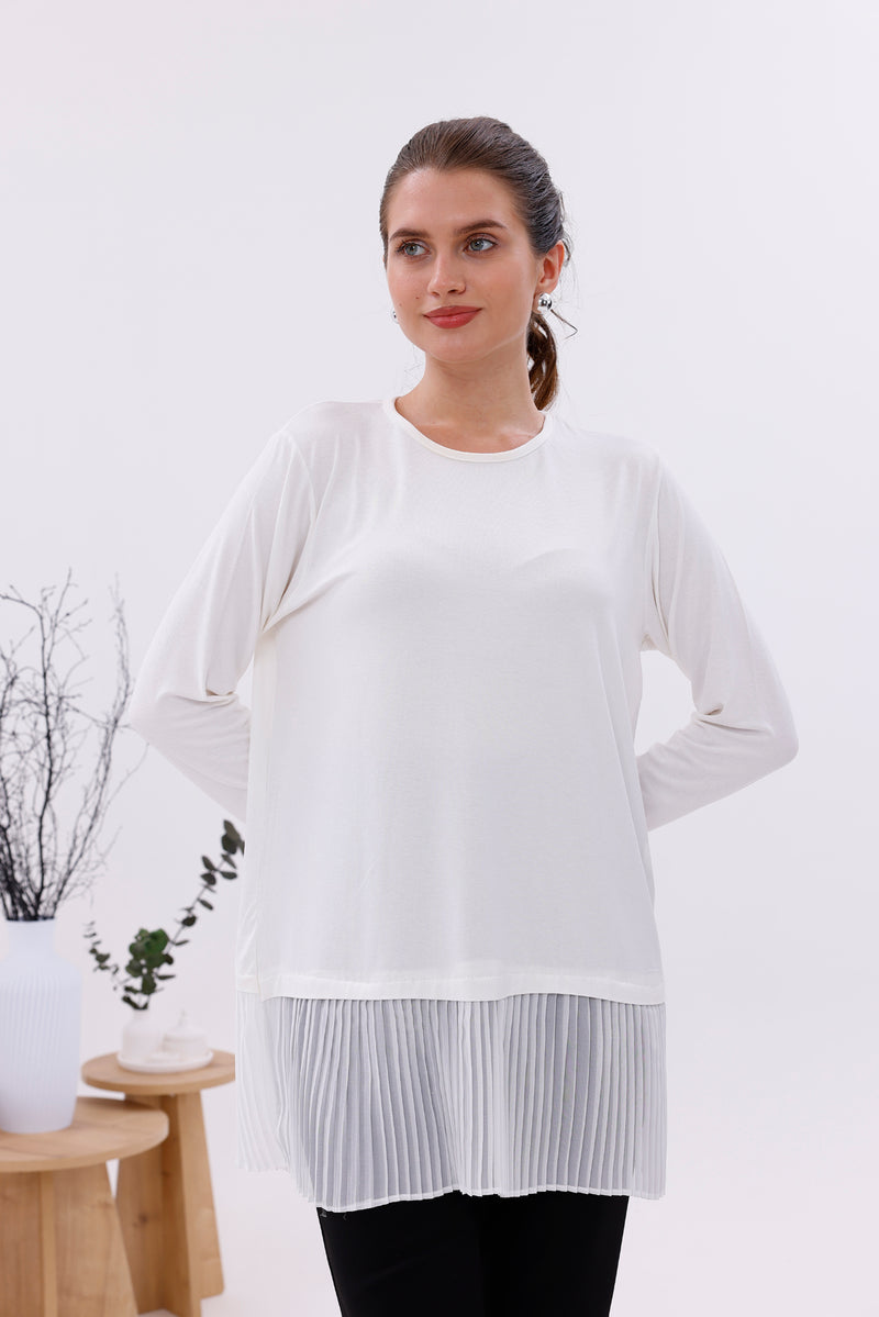 AFL Pleated Long Sleeve Inner Tunic White