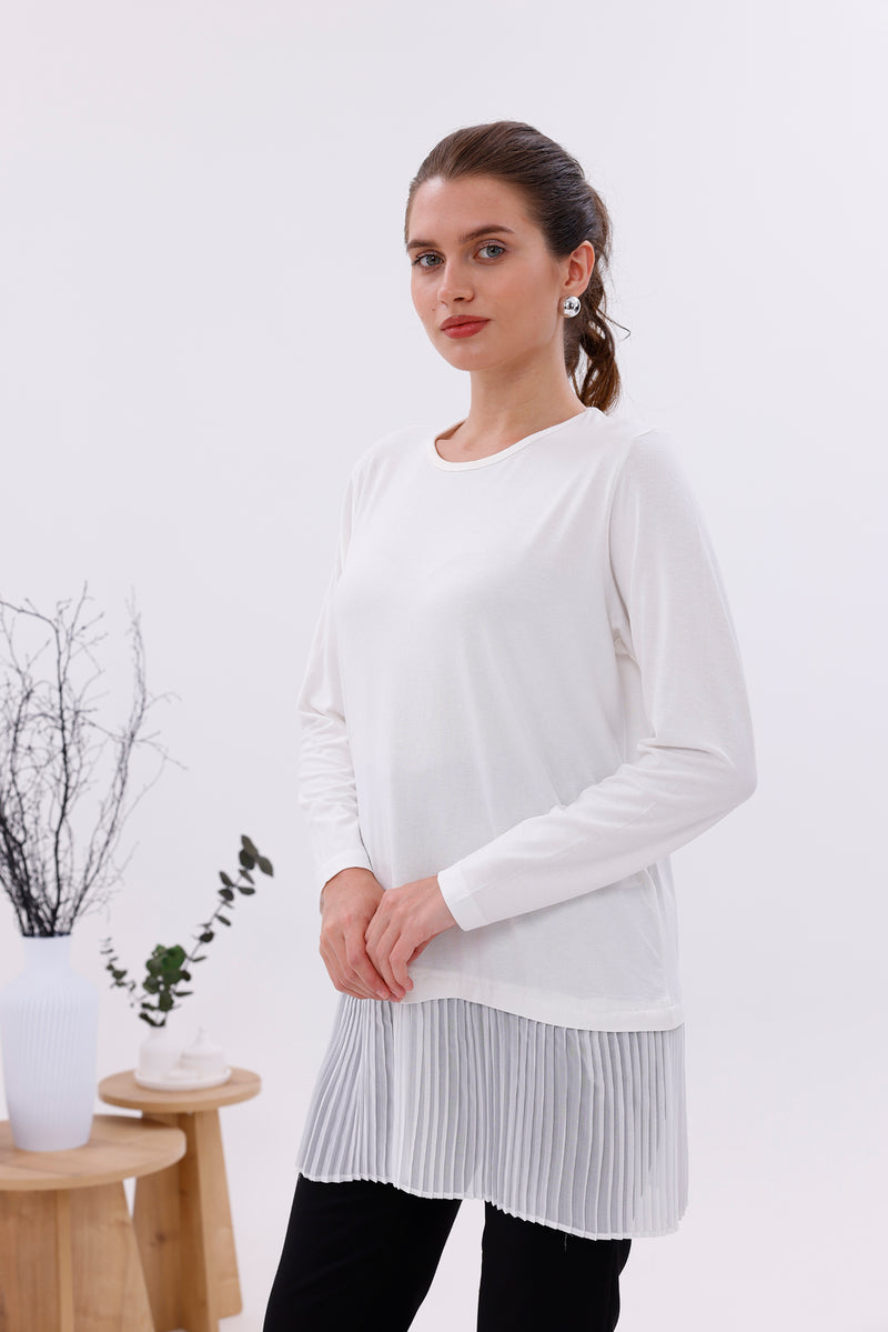 AFL Pleated Long Sleeve Inner Tunic White