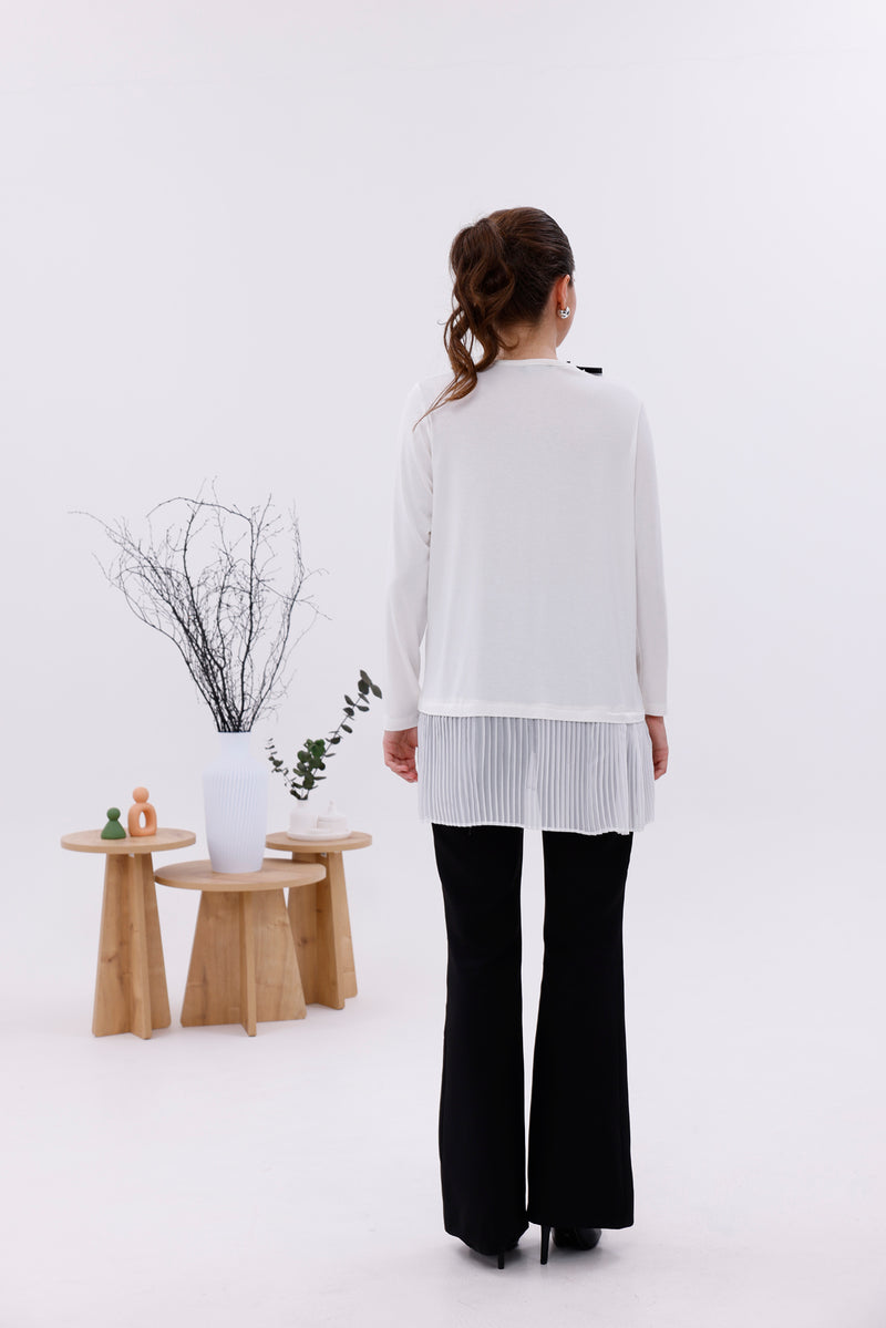 AFL Pleated Long Sleeve Inner Tunic White