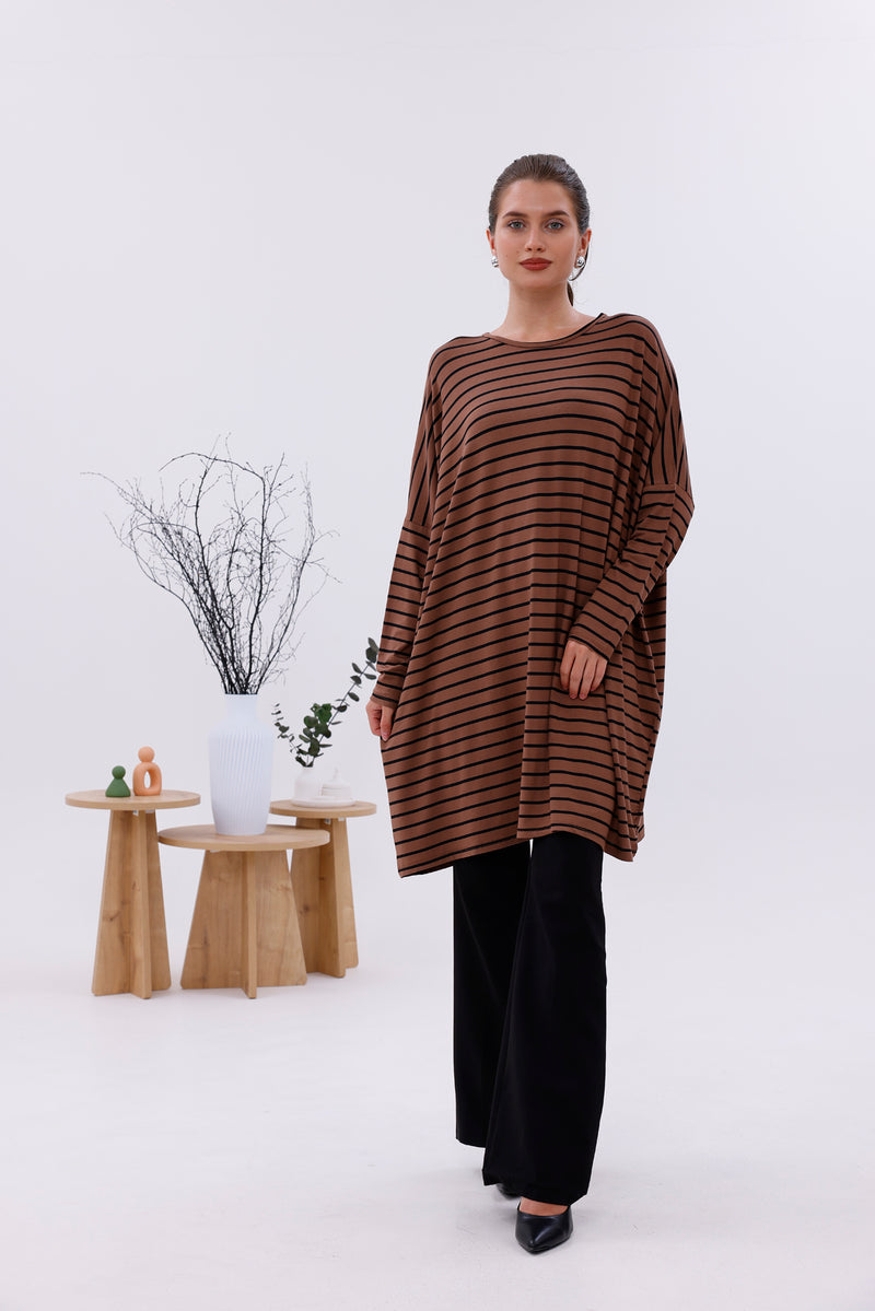 AFL Striped Tunic Brown