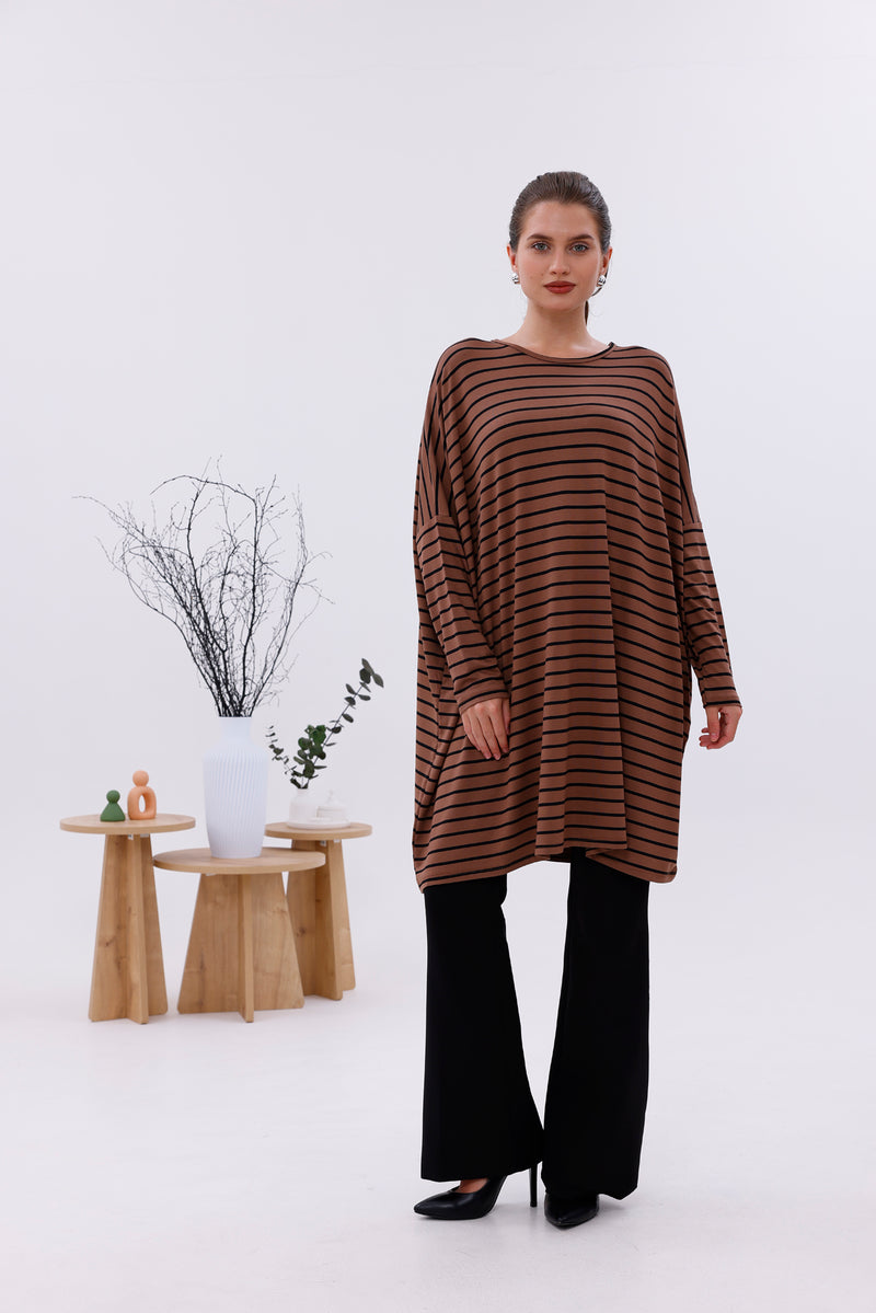 AFL Striped Tunic Brown