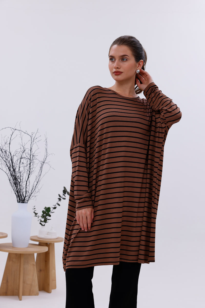 AFL Striped Tunic Brown
