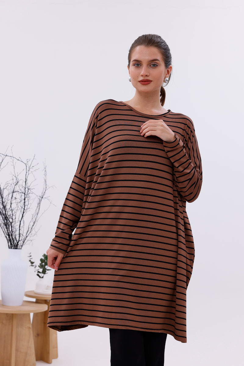 AFL Striped Tunic Brown