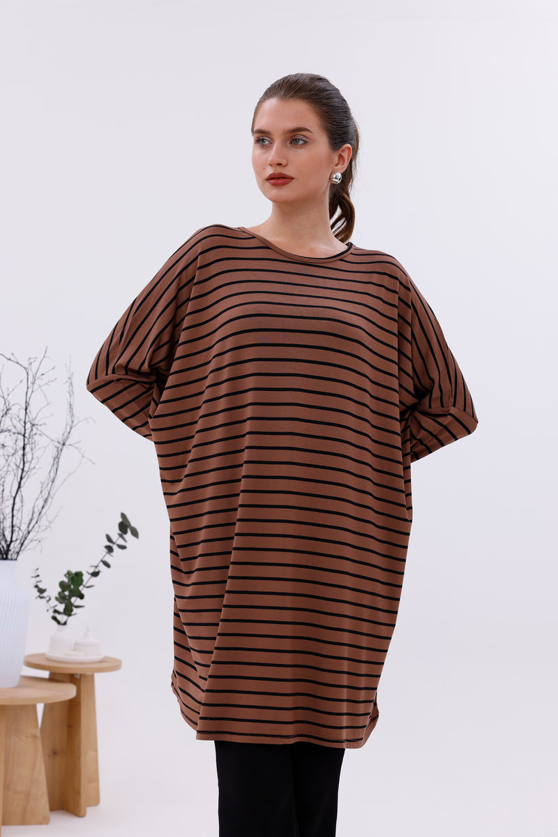 AFL Striped Tunic Brown