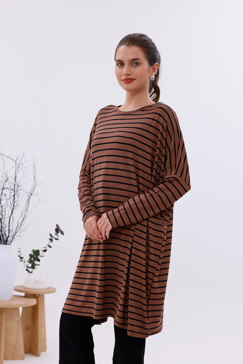 AFL Striped Tunic Brown