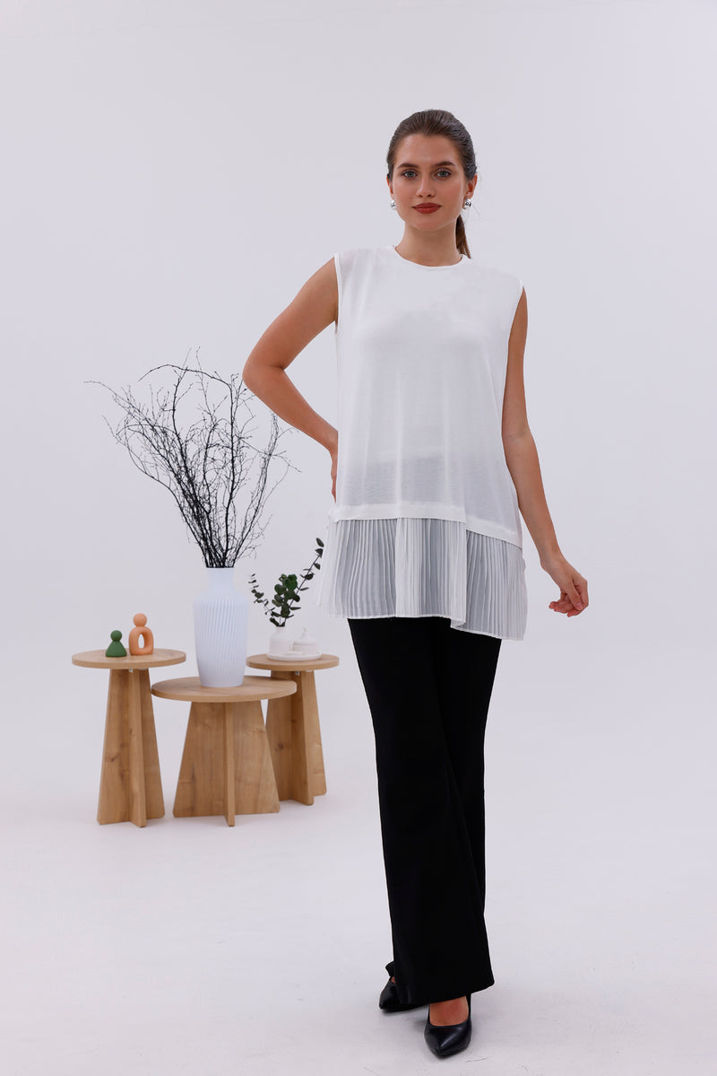 AFL Pleated Sleeveless Inner Tunic White