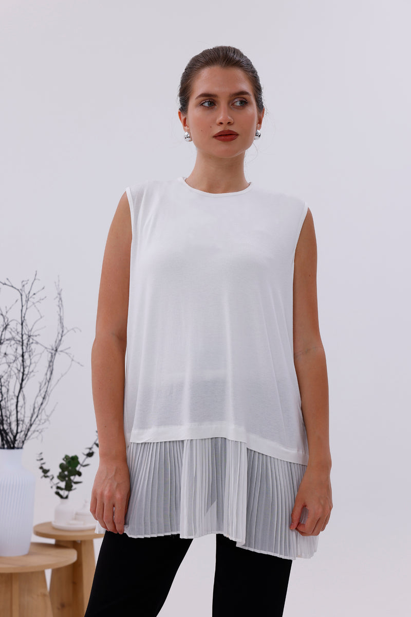 AFL Pleated Sleeveless Inner Tunic White
