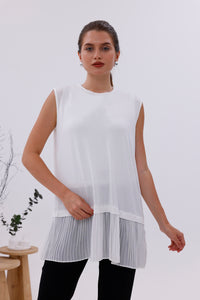 AFL Pleated Sleeveless Inner Tunic White