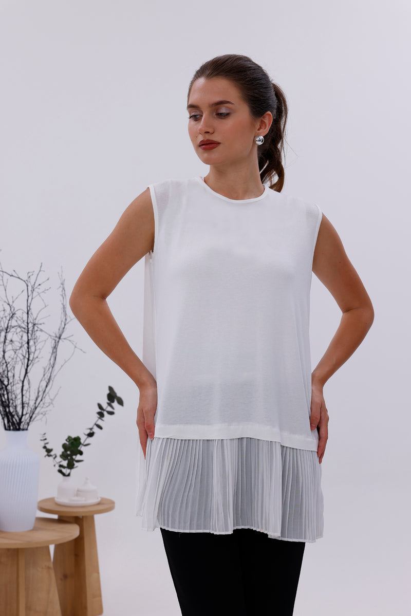 AFL Pleated Sleeveless Inner Tunic White