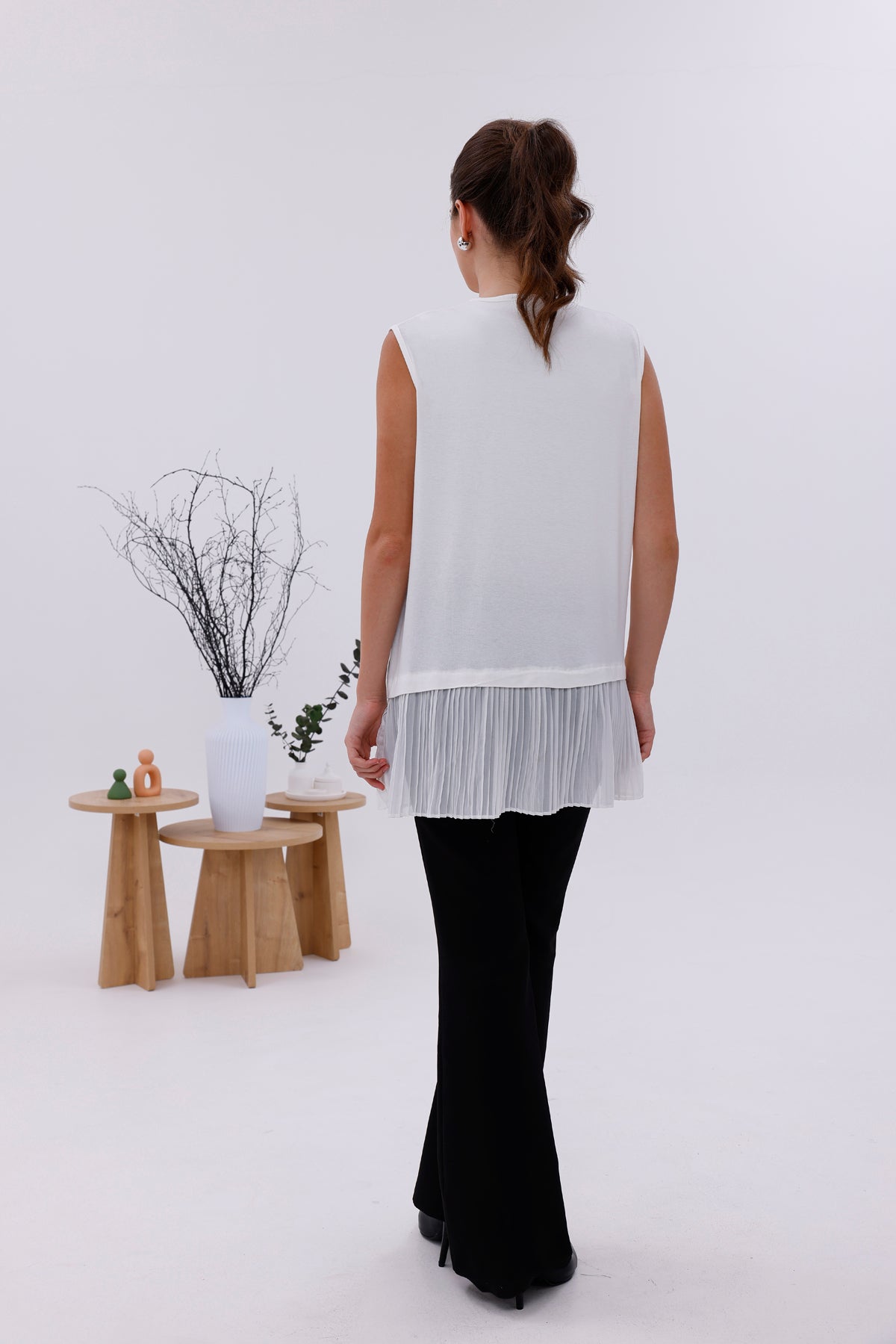 AFL Pleated Sleeveless Inner Tunic White