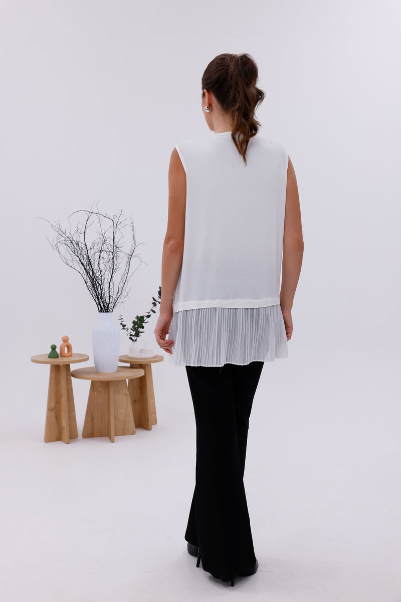 AFL Pleated Sleeveless Inner Tunic White