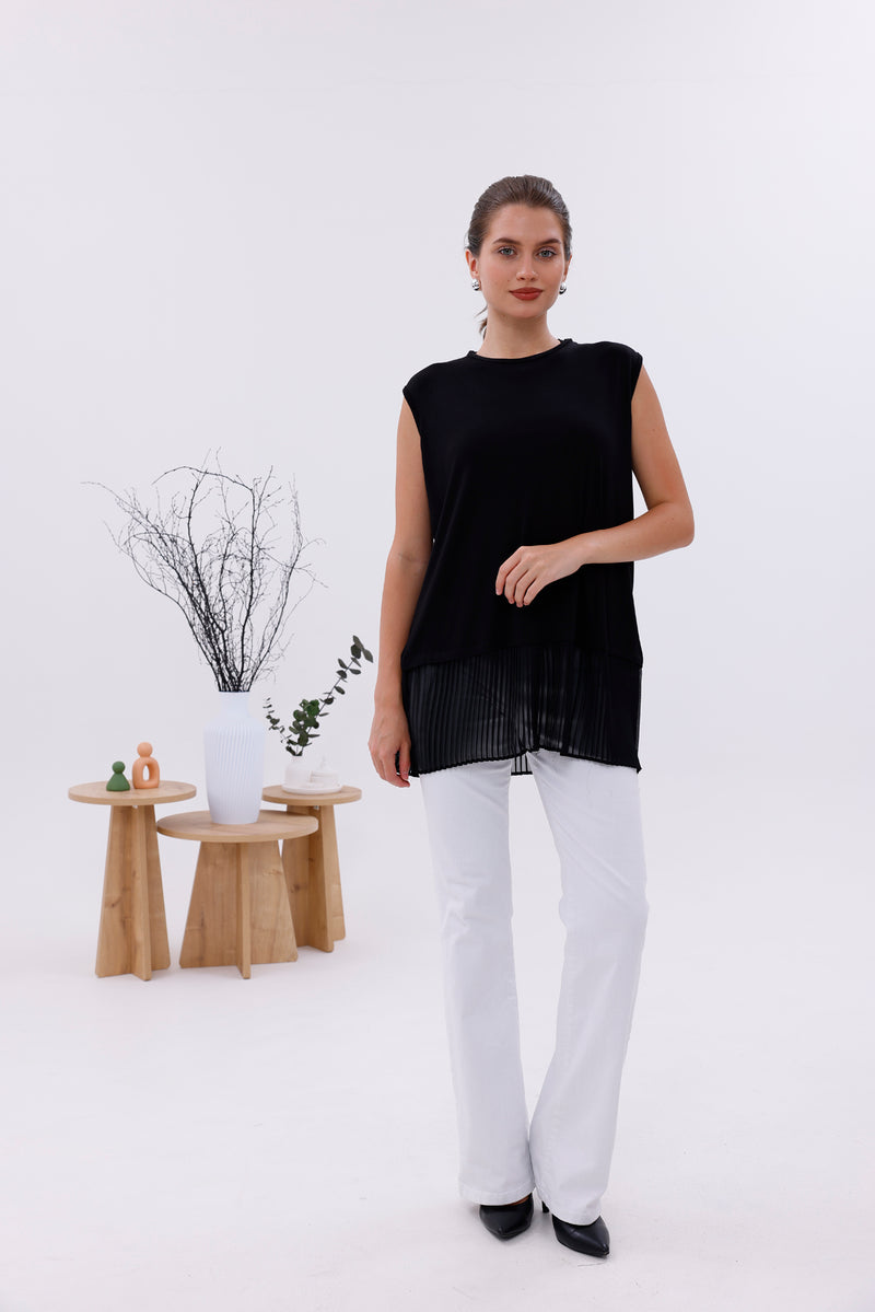 AFL Pleated Sleeveless Inner Tunic Black