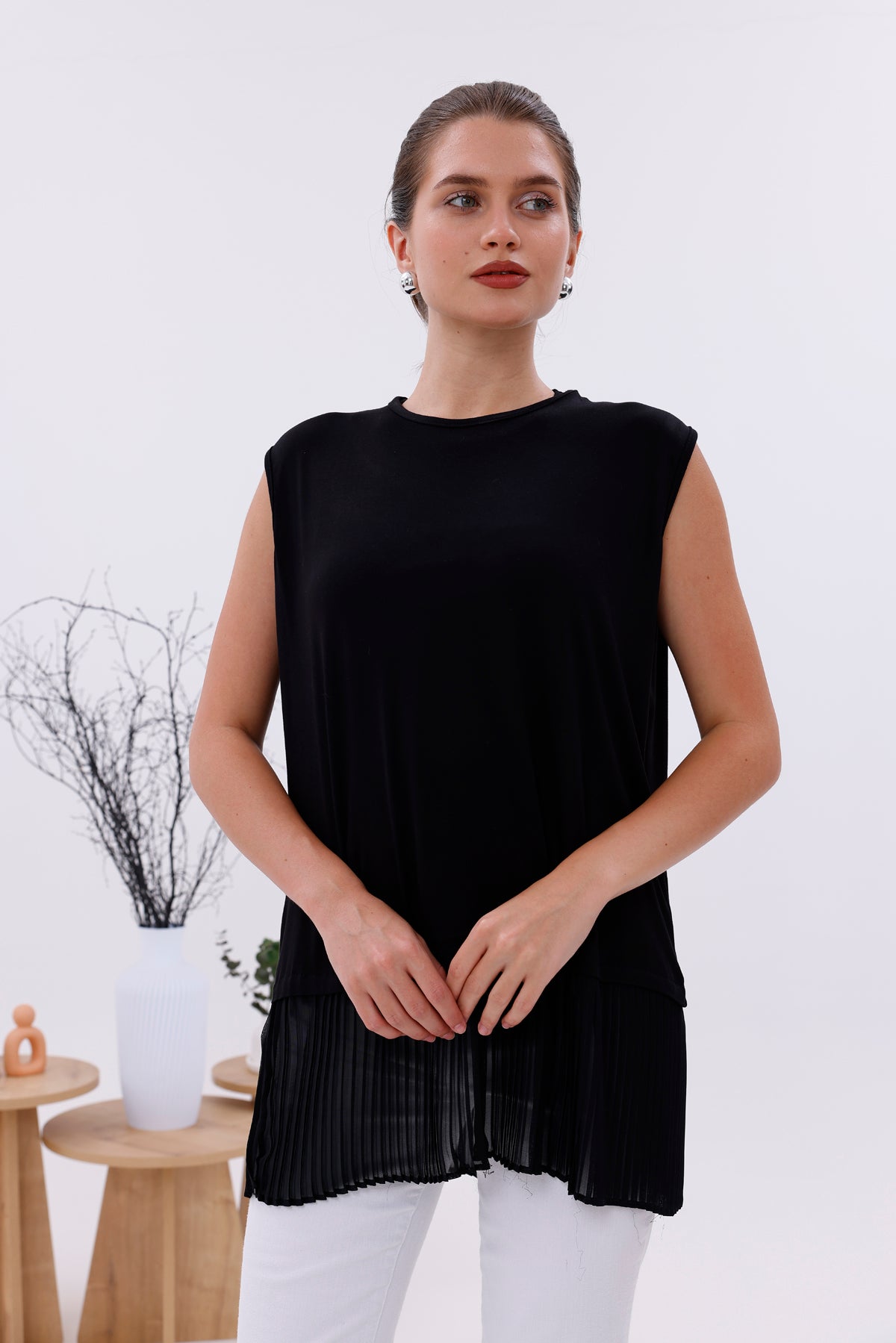 AFL Pleated Sleeveless Inner Tunic Black