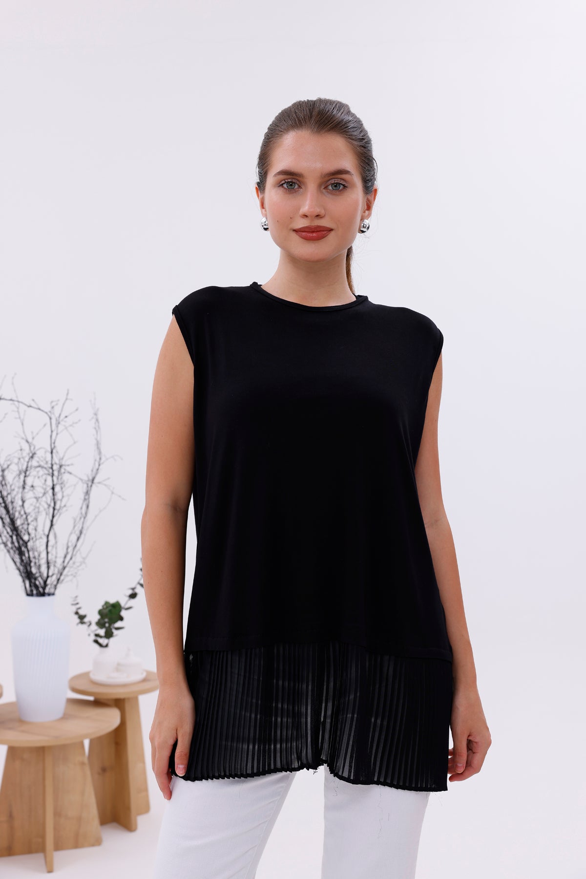 AFL Pleated Sleeveless Inner Tunic Black
