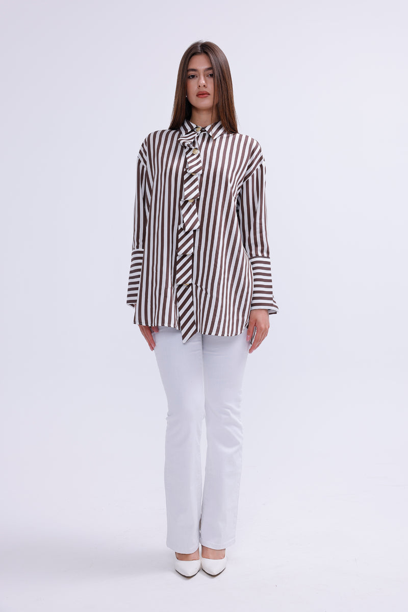 AYZ Mabel Striped Shirt Brown