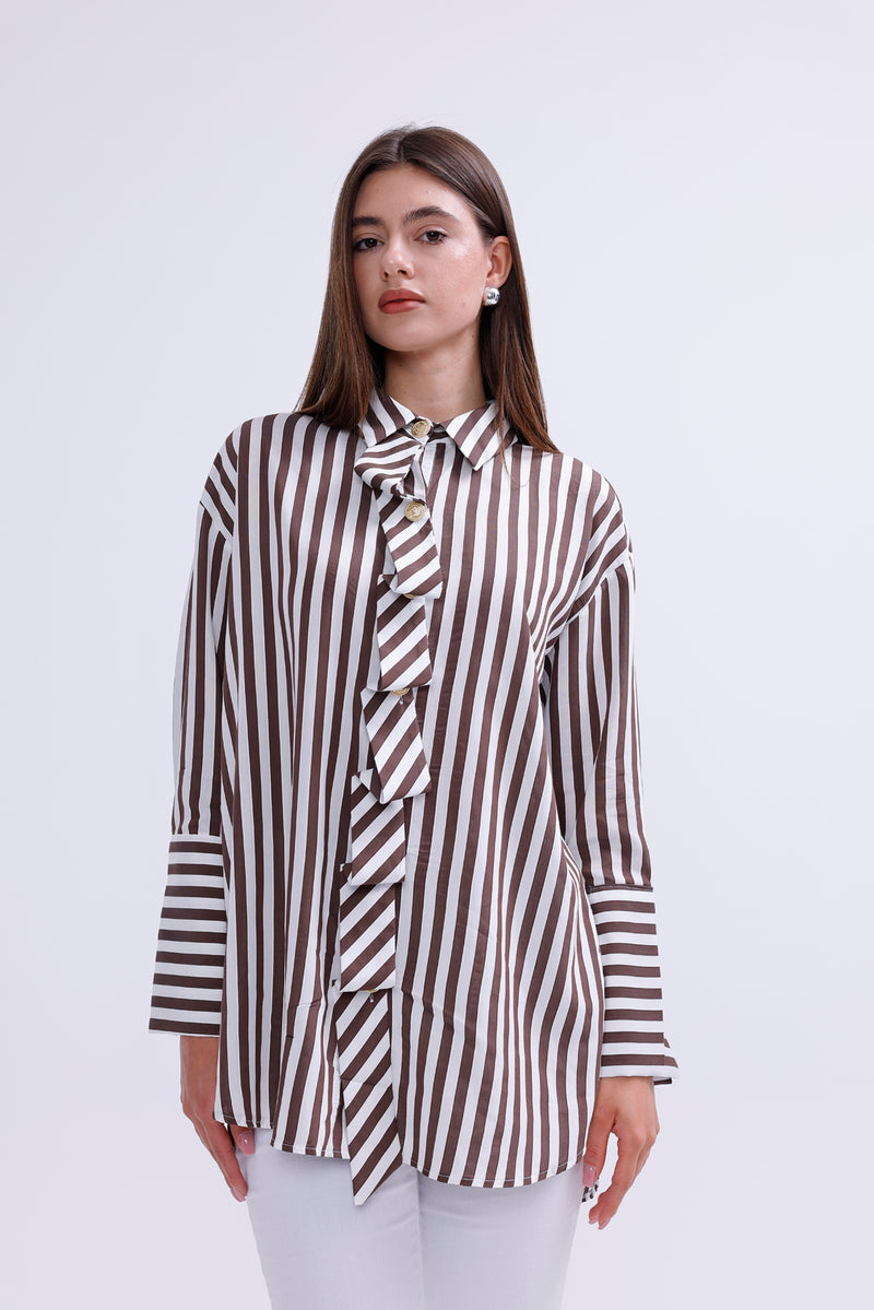 AYZ Mabel Striped Shirt Brown
