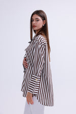 AYZ Mabel Striped Shirt Brown