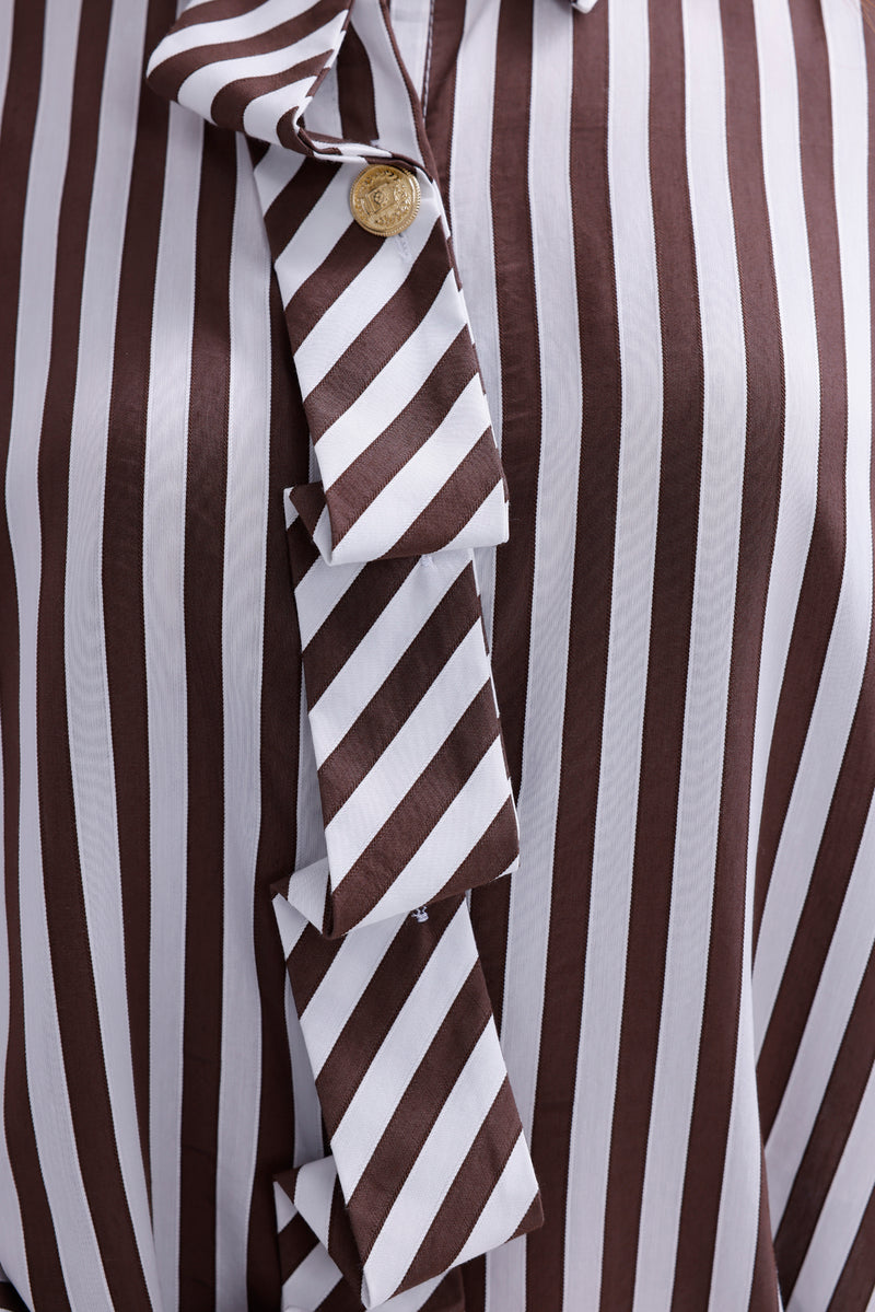 AYZ Mabel Striped Shirt Brown