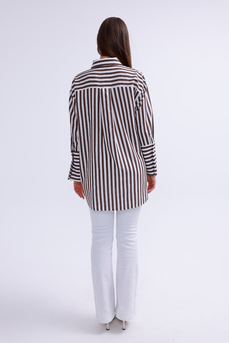 AYZ Mabel Striped Shirt Brown