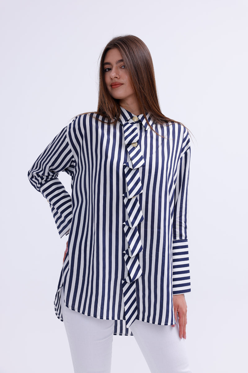 AYZ Mabel Striped Shirt Navy Blue