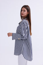 AYZ Mabel Striped Shirt Navy Blue