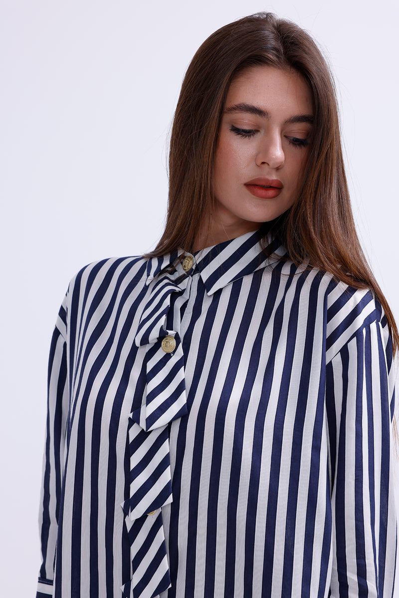 AYZ Mabel Striped Shirt Navy Blue
