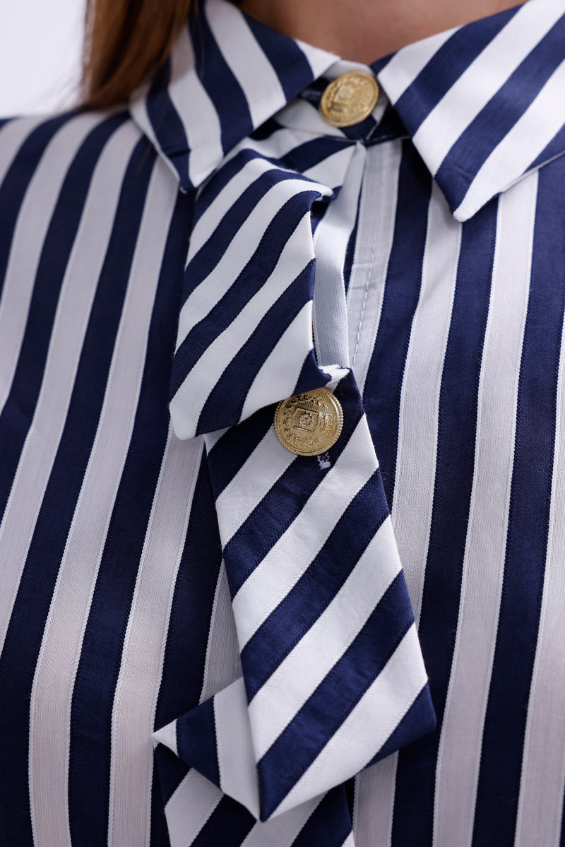 AYZ Mabel Striped Shirt Navy Blue