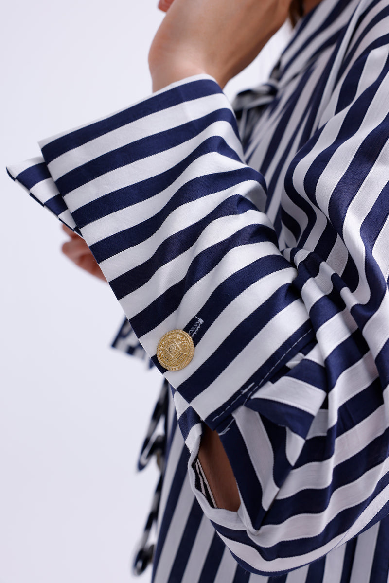 AYZ Mabel Striped Shirt Navy Blue