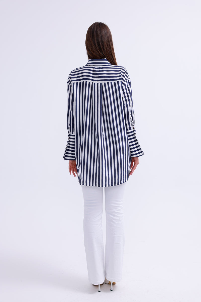 AYZ Mabel Striped Shirt Navy Blue