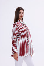 AYZ Mabel Striped Shirt Burgundy