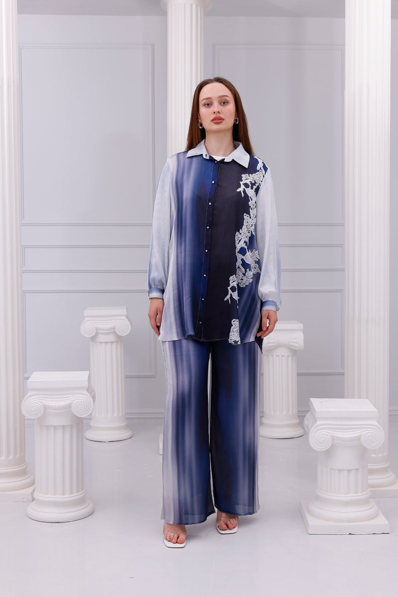 F&G 3 Pc Sateen Set Navy Blue