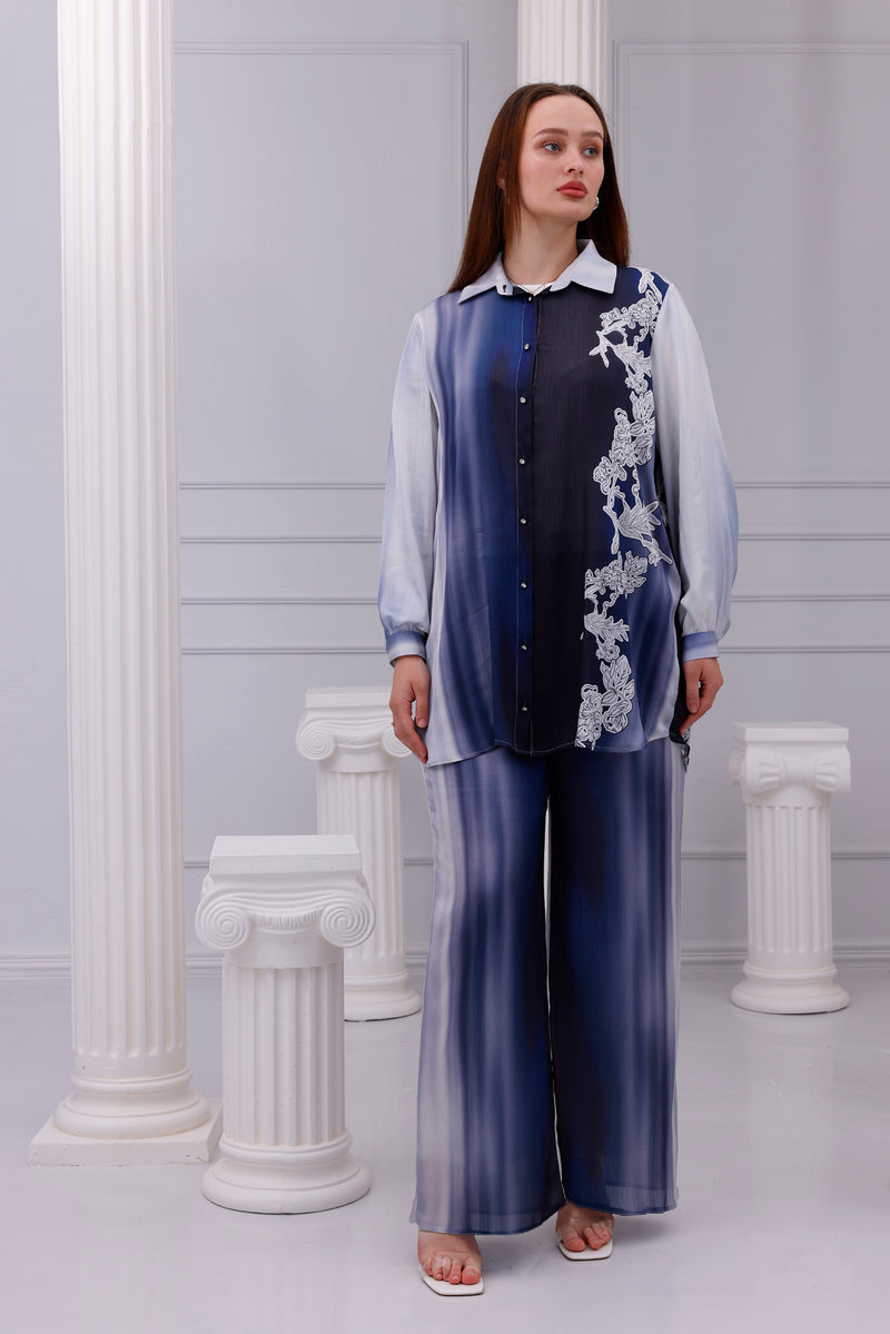 F&G 3 Pc Sateen Set Navy Blue