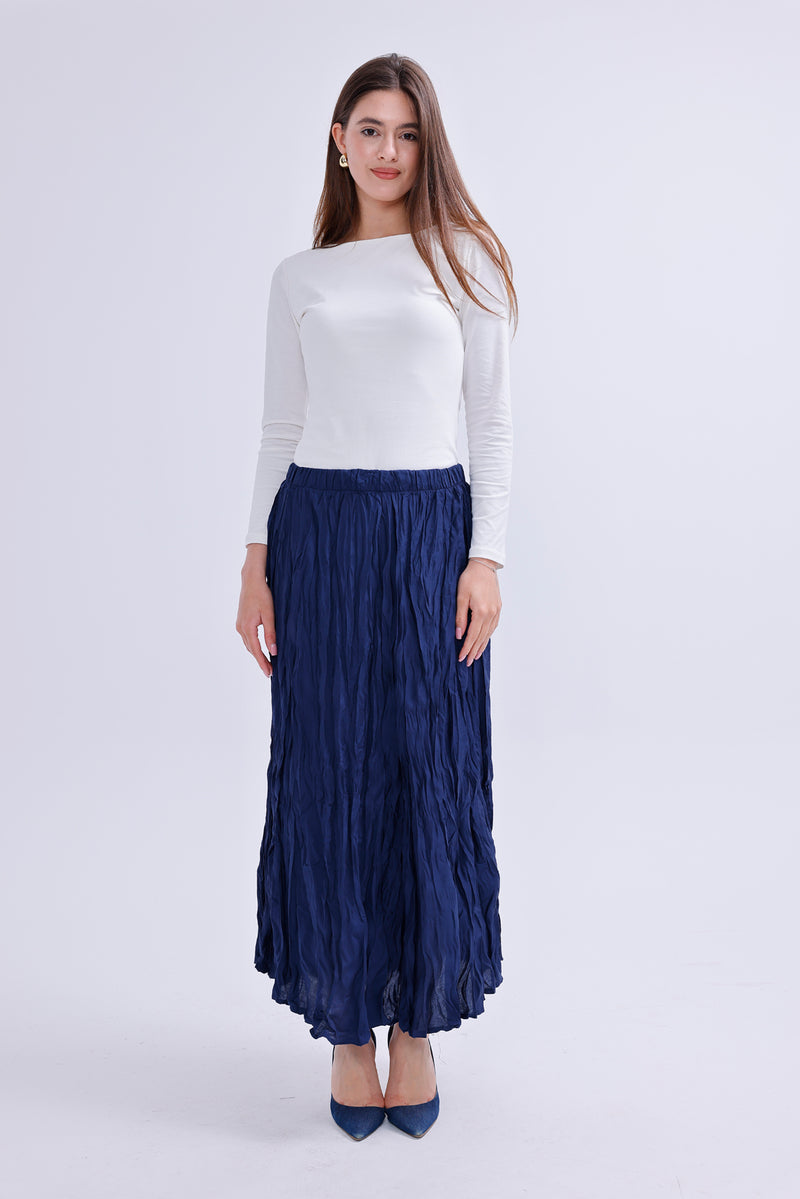 AYZ Sawyer Wrinkle Skirt Navy Blue