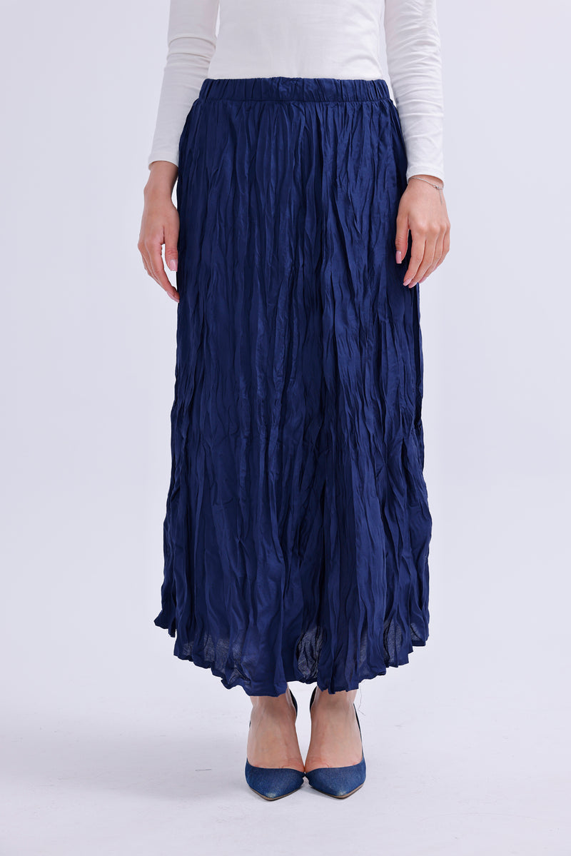 AYZ Sawyer Wrinkle Skirt Navy Blue