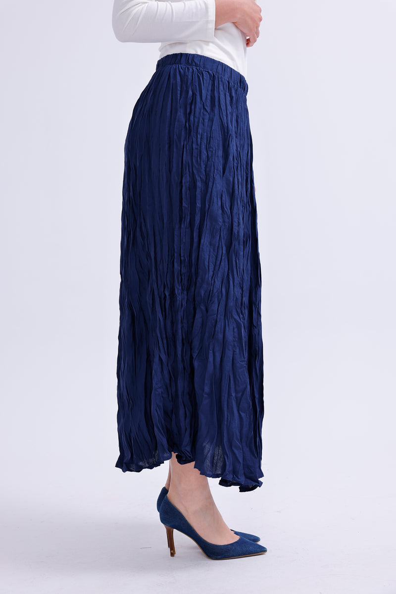 AYZ Sawyer Wrinkle Skirt Navy Blue
